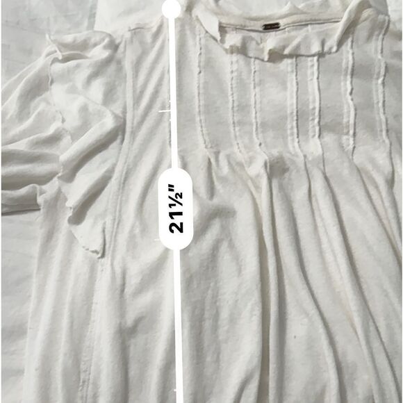 Romantic Free People Blousan Top with flutter neck and puff sleeves size small - Picture 13 of 15